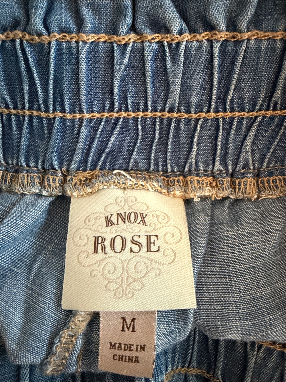 Knox Rose Medium Blue Paperbag Tie-Waist Denim Shorts - Picture 3 of 3